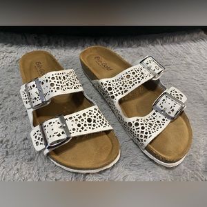 White bubble sandals